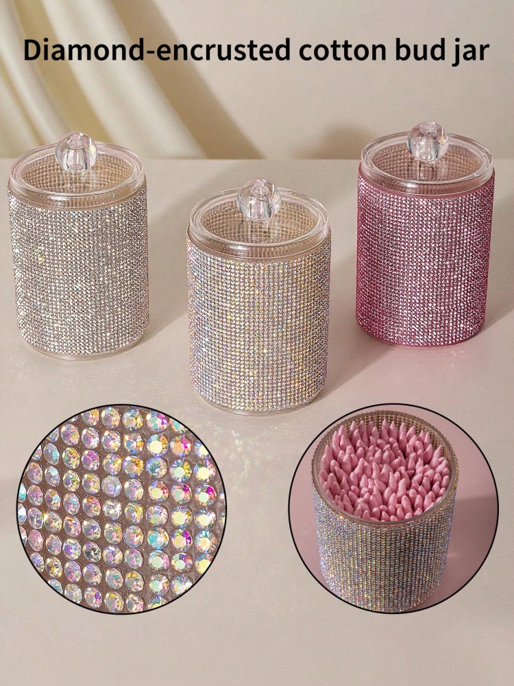 Luxury Skincare Containers - 3 Colors Luxury Diamond-Studded Cotton Swab